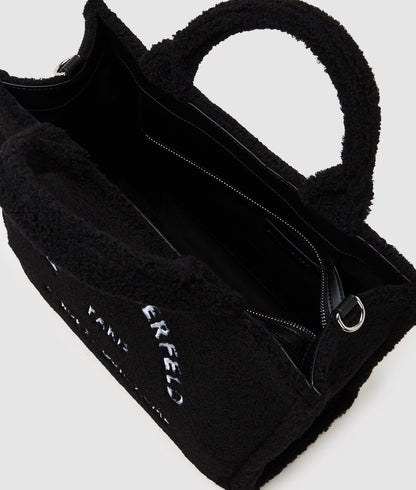 KarlLagerfeld Rue St-Guillaume Faux-Shearling Tote Bag Black