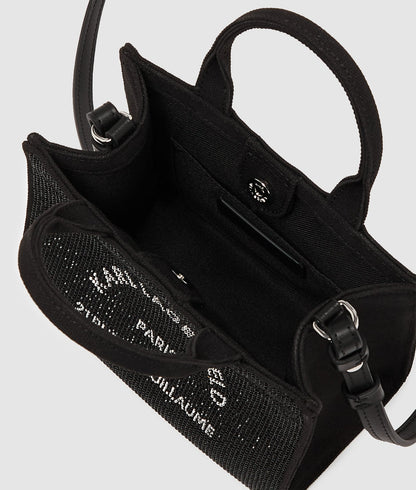 KarlLagerfeld Rue St-Guillaume Mini Rhinestone Tote Bag Black Embellishment