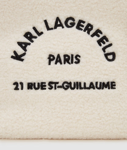 KarlLagerfeld Rue St-Guillaume Mini Shearling Tote Bag Off White