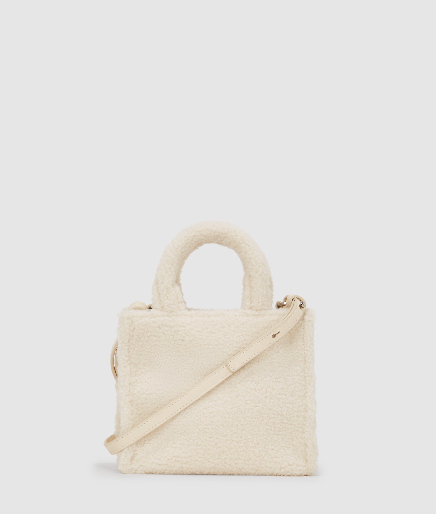KarlLagerfeld Rue St-Guillaume Mini Shearling Tote Bag Off White