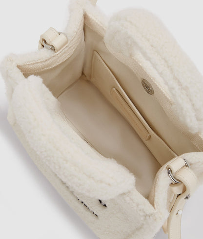 KarlLagerfeld Rue St-Guillaume Mini Shearling Tote Bag Off White
