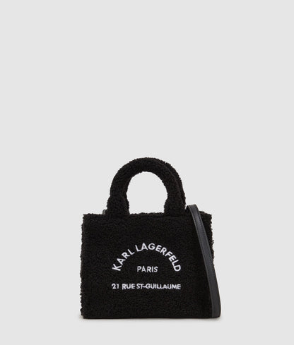 KarlLagerfeld Rue St-Guillaume Mini Shearling Tote Bag Black