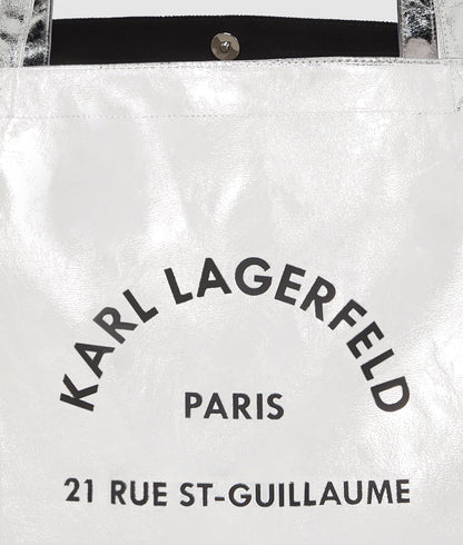 KarlLagerfeld Rue St-Guillaume Metallic Shopper Silver