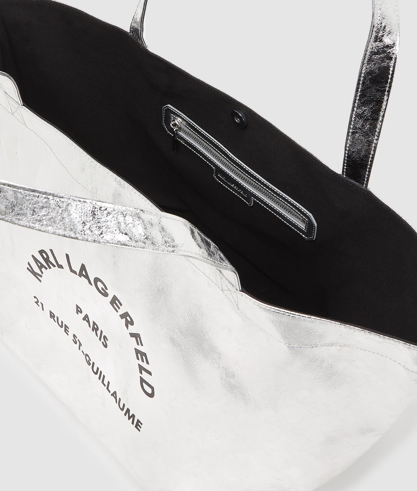 KarlLagerfeld Rue St-Guillaume Metallic Shopper Silver