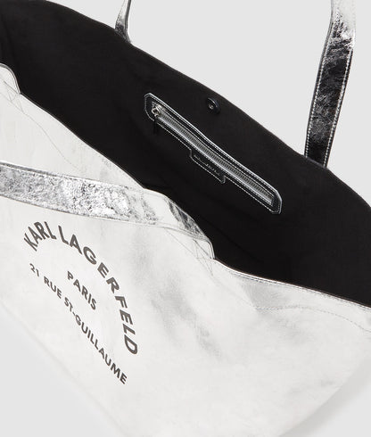 KarlLagerfeld Rue St-Guillaume Metallic Shopper Silver