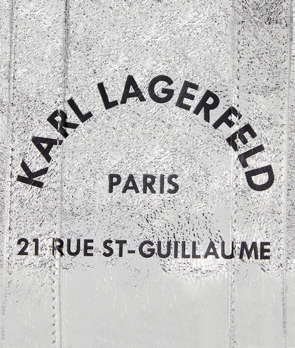 KarlLagerfeld Rue St-Guillaume Mini Metallic Tote Bag Silver