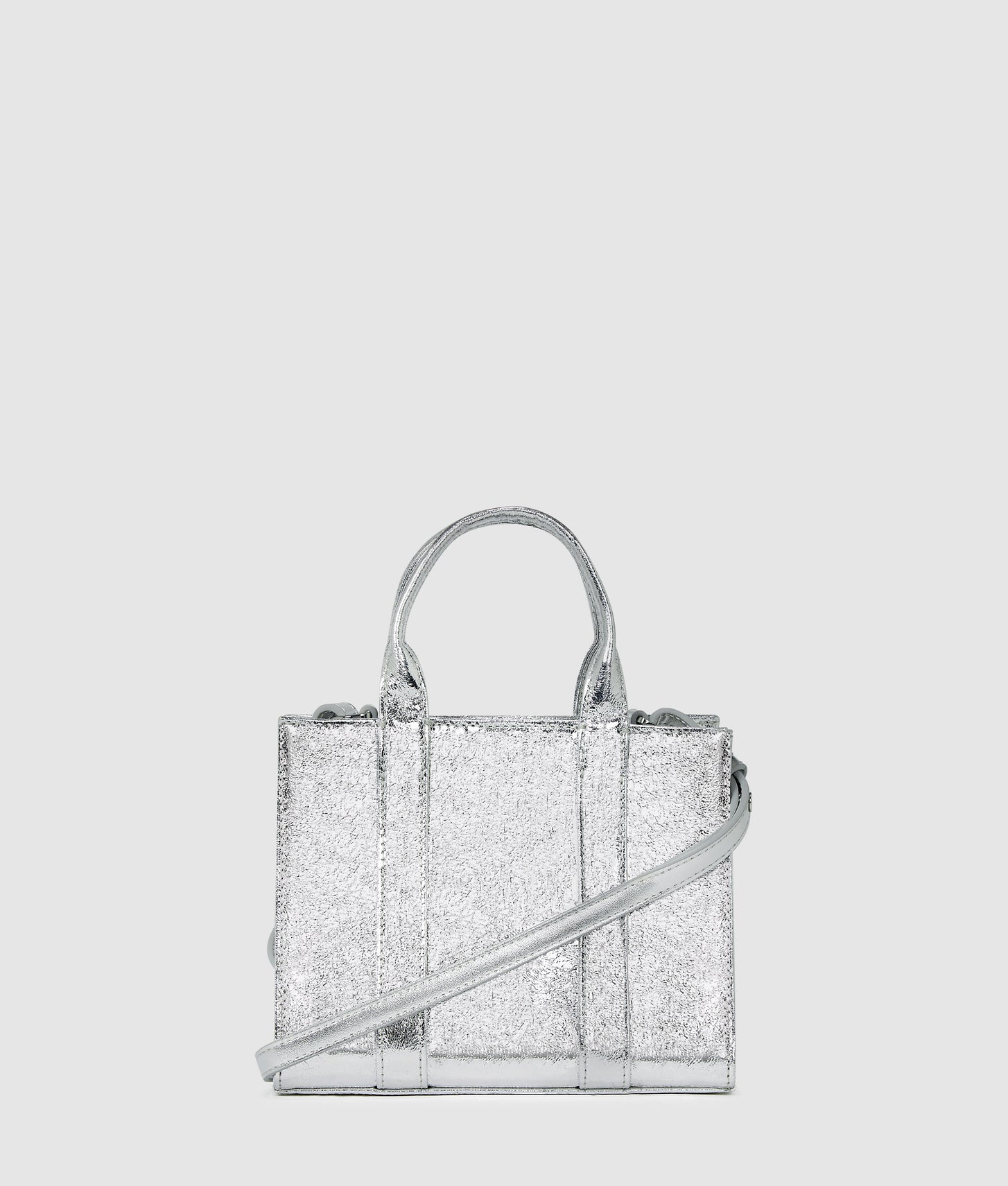 KarlLagerfeld Rue St-Guillaume Mini Metallic Tote Bag Silver