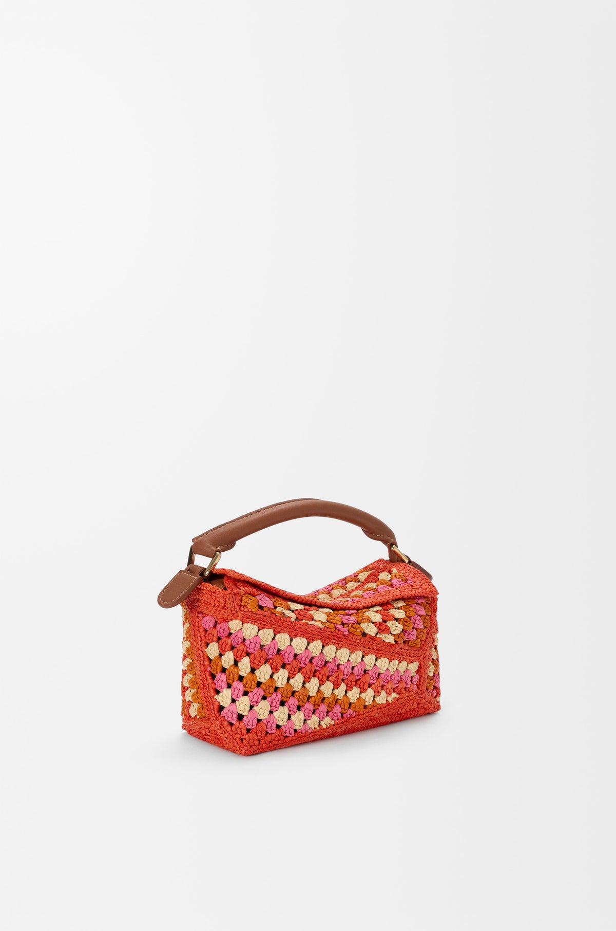 Loewe Mini Puzzle Edge bag in raffia and calfskin