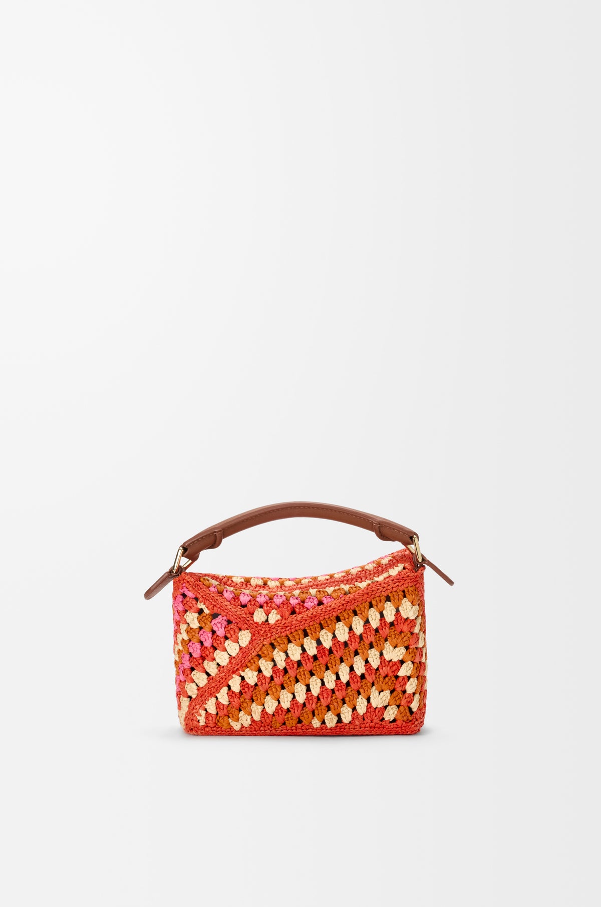 Loewe Mini Puzzle Edge bag in raffia and calfskin