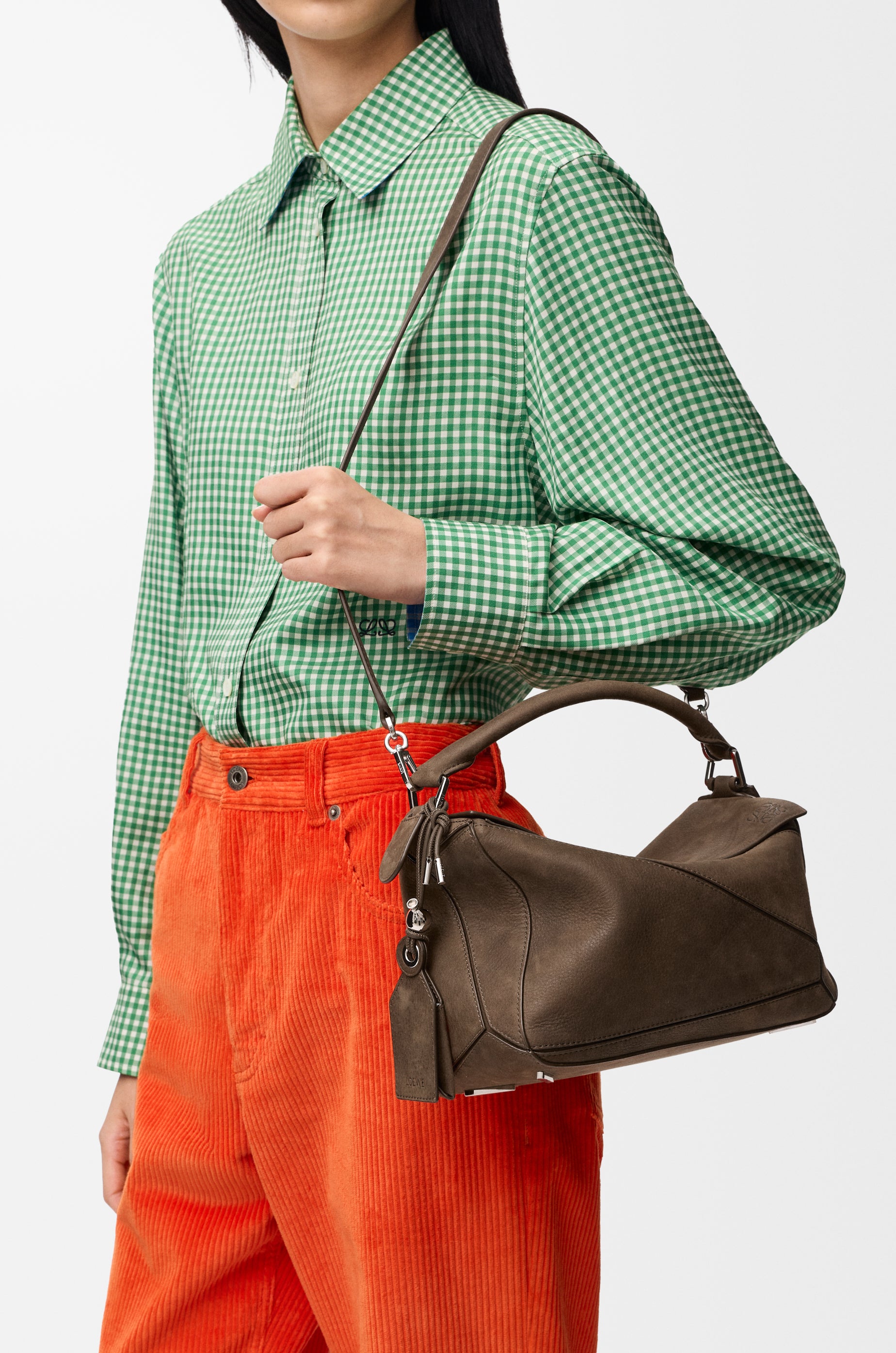 Loewe Small Featherlight Puzzle bag in grained nubuck