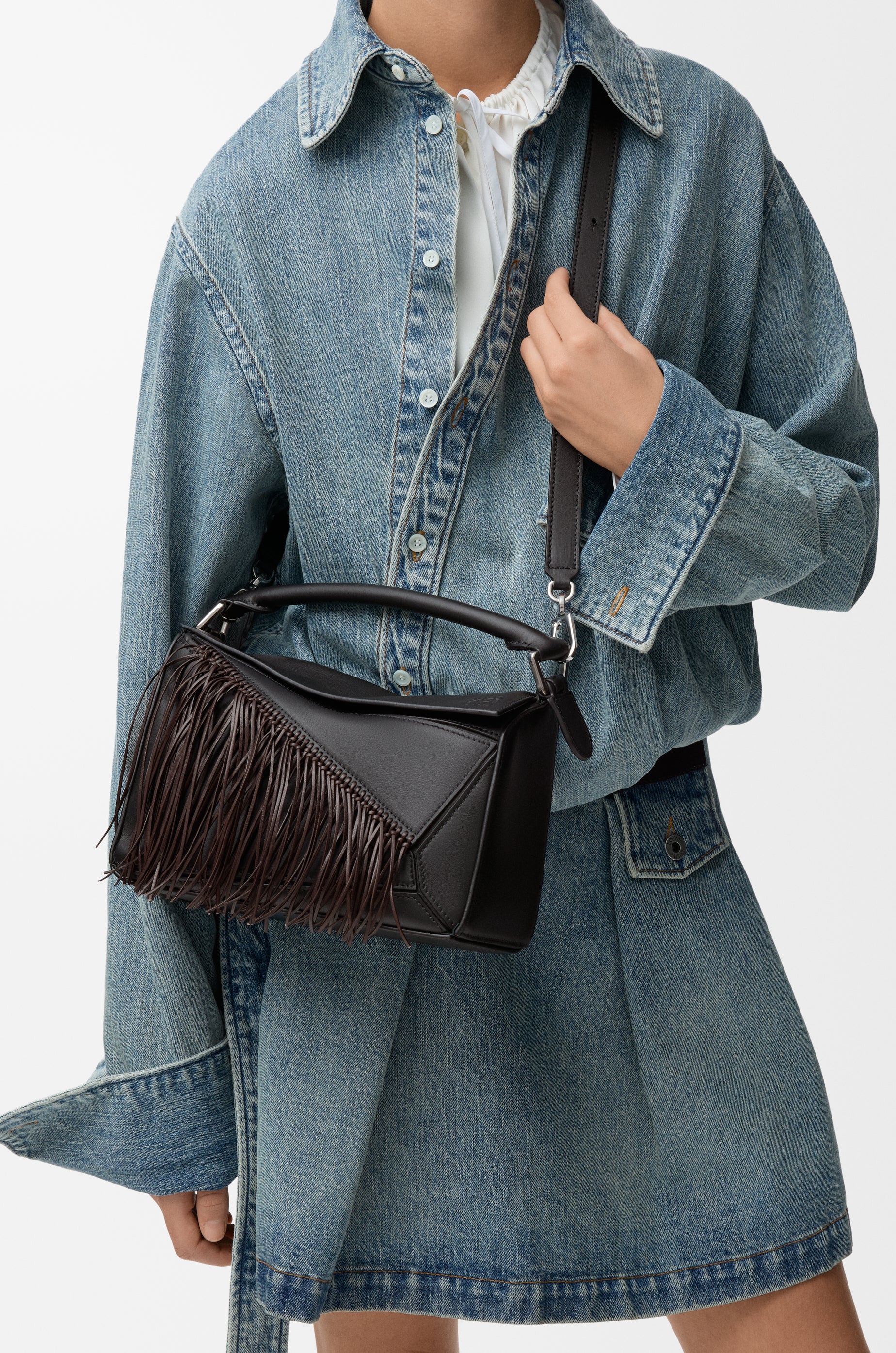 Loewe Fringe small Puzzle bag in classic calfskin