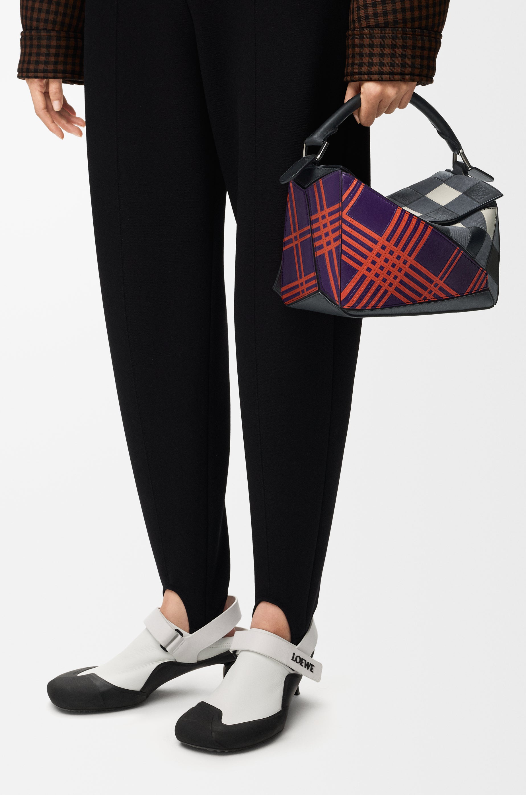 Loewe Small Puzzle bag in check intarsio