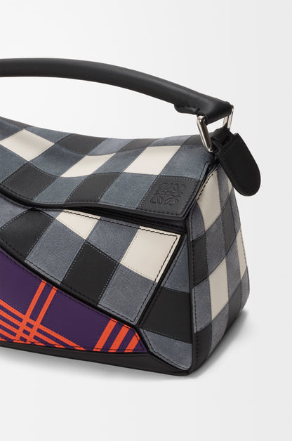 Loewe Small Puzzle bag in check intarsio
