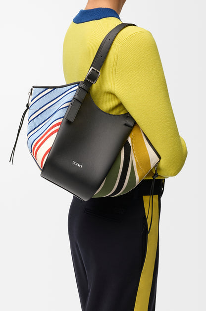 Loewe Hammock Flip bag in embroidered canvas and calfskin