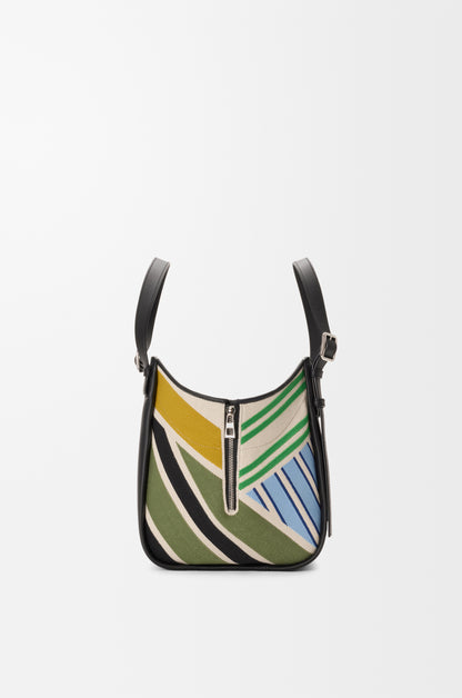 Loewe Hammock Flip bag in embroidered canvas and calfskin