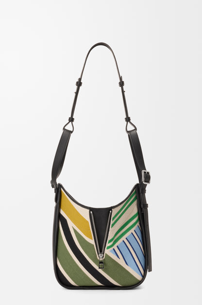 Loewe Hammock Flip bag in embroidered canvas and calfskin
