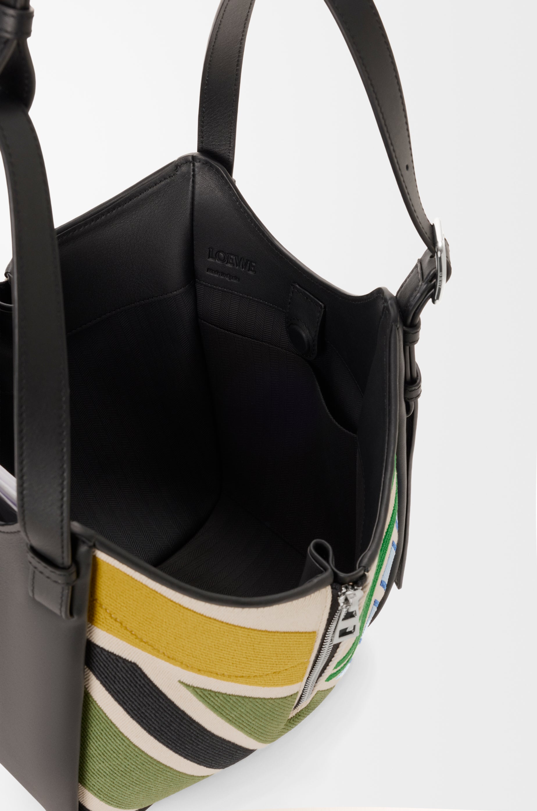 Loewe Hammock Flip bag in embroidered canvas and calfskin