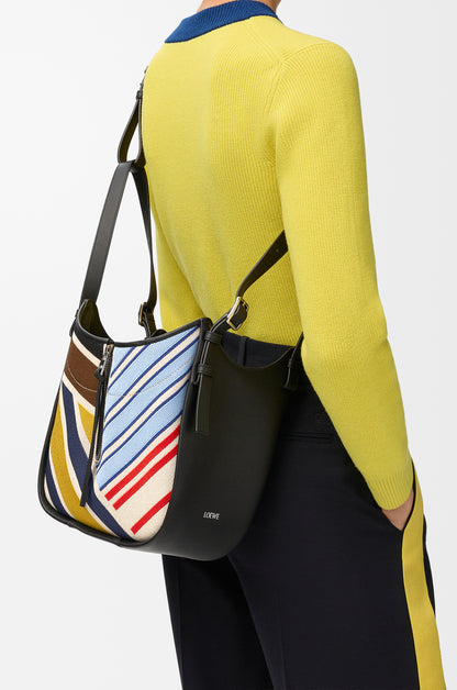 Loewe Hammock Flip bag in embroidered canvas and calfskin