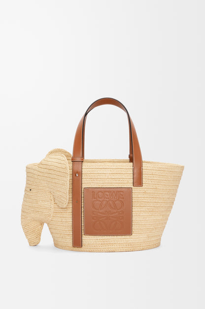 Loewe Elephant basket in raffia and calfskin