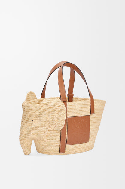 Loewe Elephant basket in raffia and calfskin