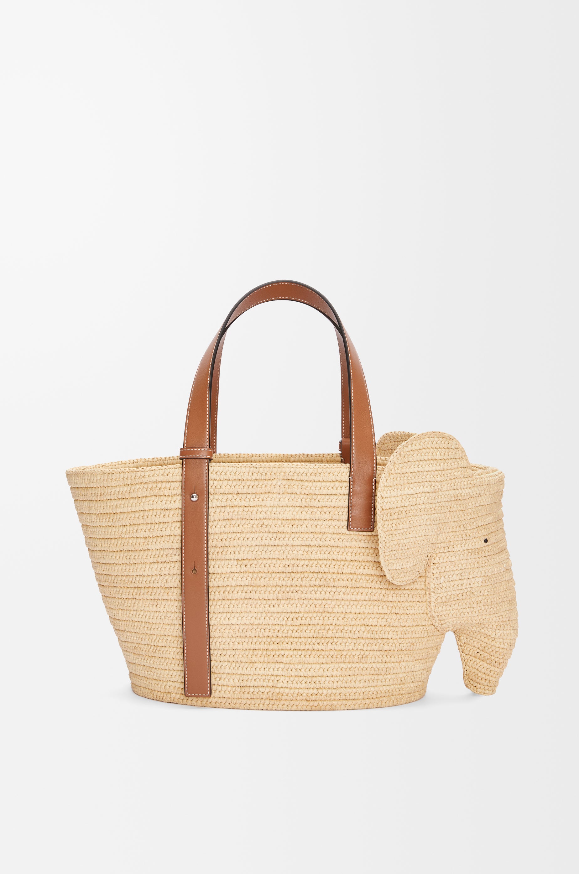 Loewe Elephant basket in raffia and calfskin