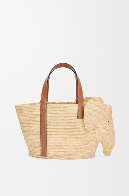 Loewe Elephant basket in raffia and calfskin