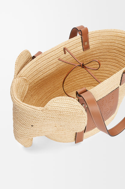 Loewe Elephant basket in raffia and calfskin