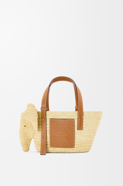 Loewe Small Elephant basket in raffia and calfskin