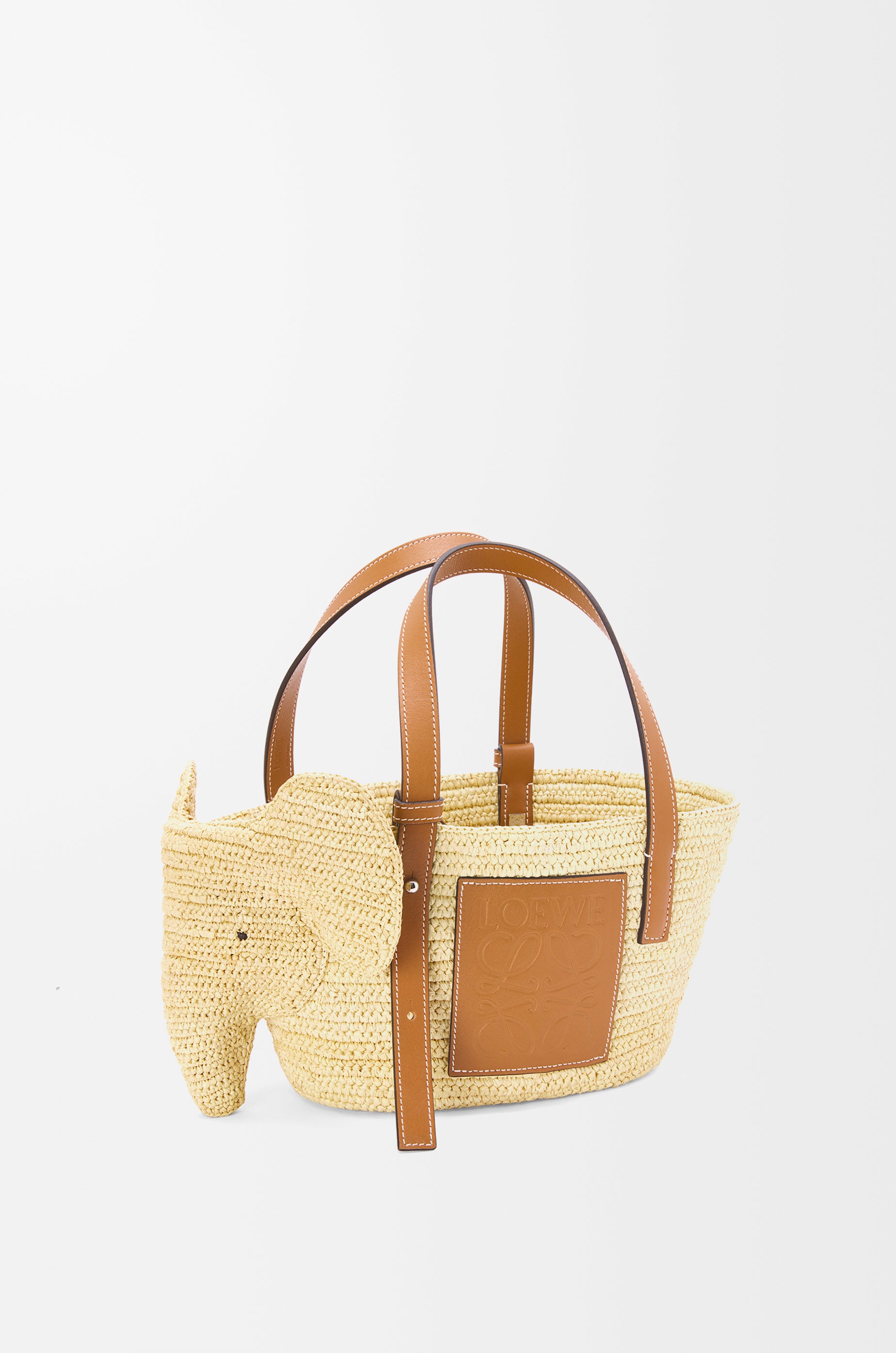 Loewe Small Elephant basket in raffia and calfskin