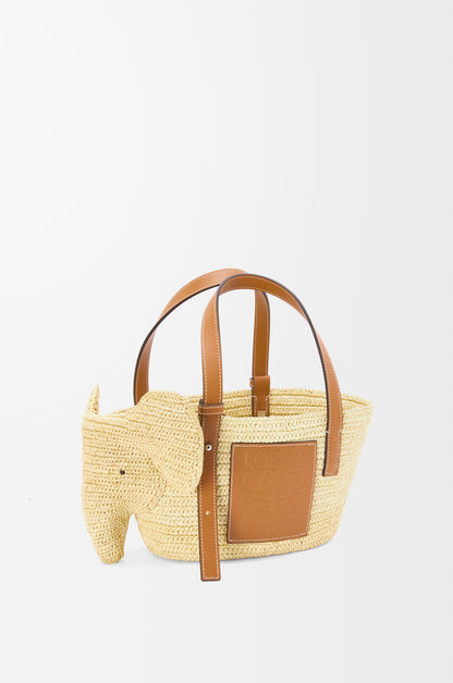 Loewe Small Elephant basket in raffia and calfskin