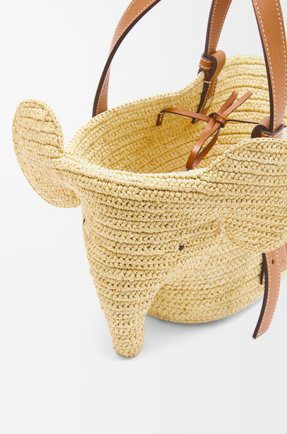 Loewe Small Elephant basket in raffia and calfskin