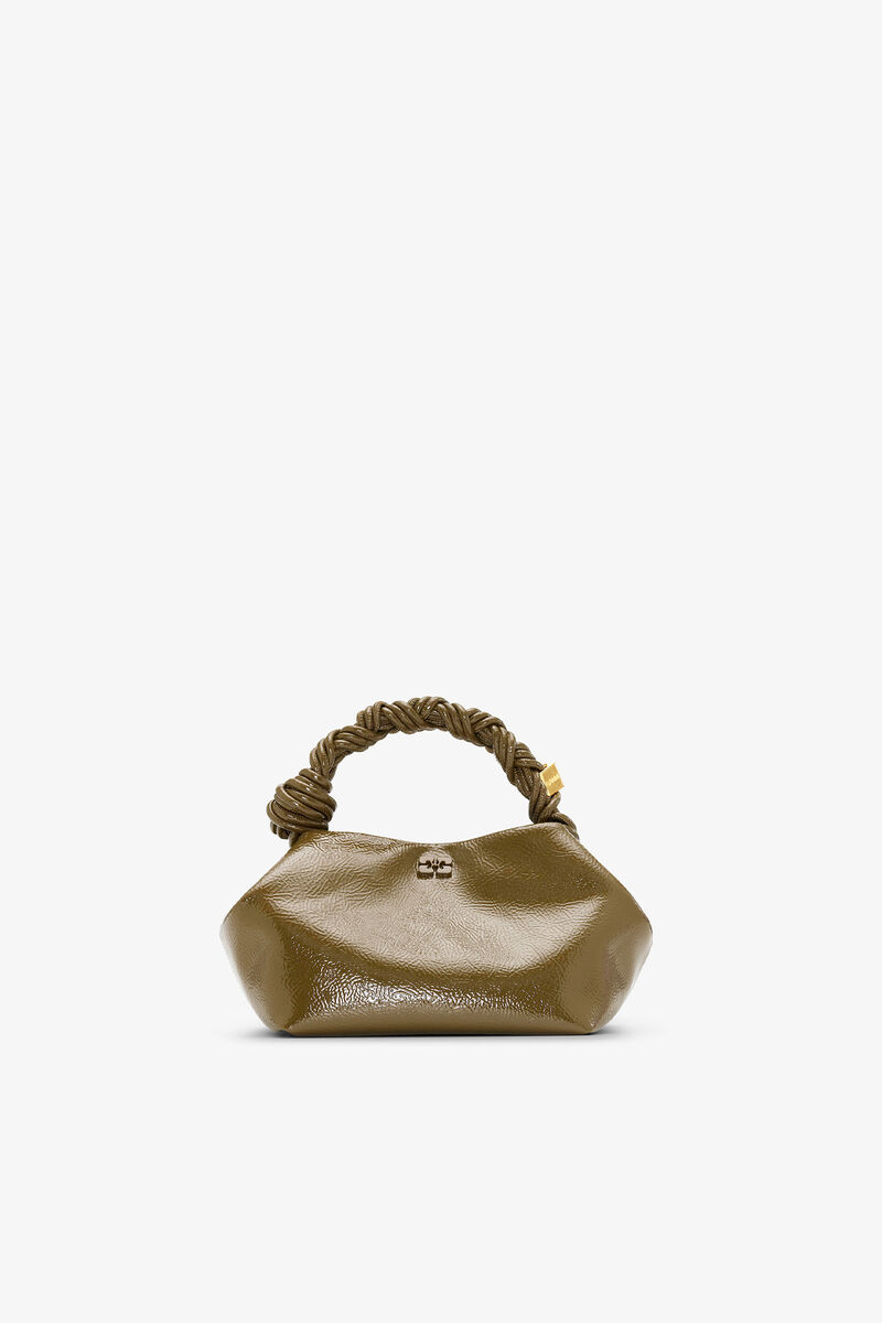 Ganni Military Olive Green Patent Small Bou Bag