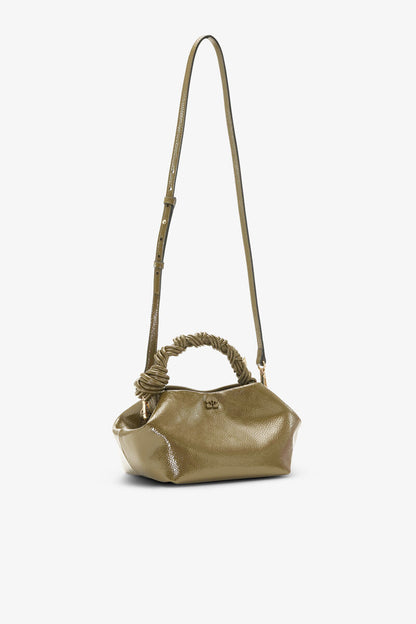 Ganni Military Olive Green Patent Small Bou Bag
