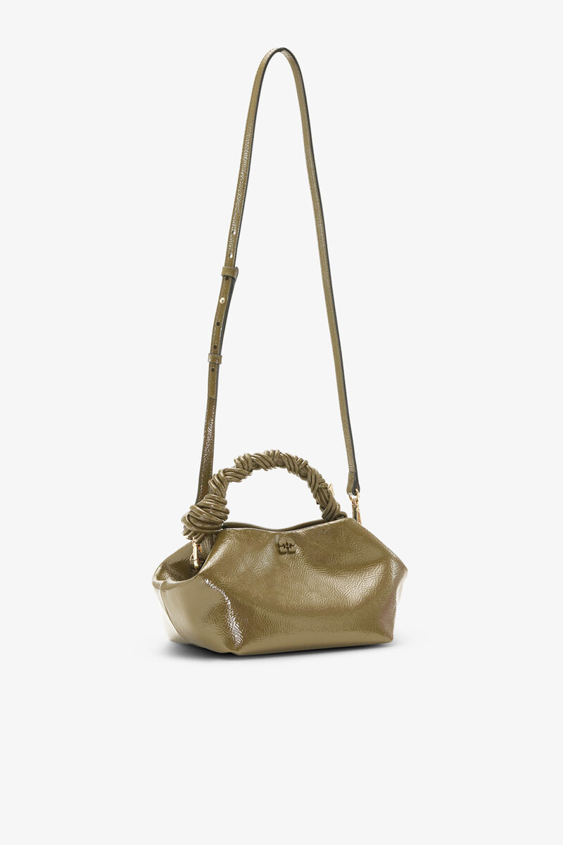 Ganni Military Olive Green Patent Small Bou Bag