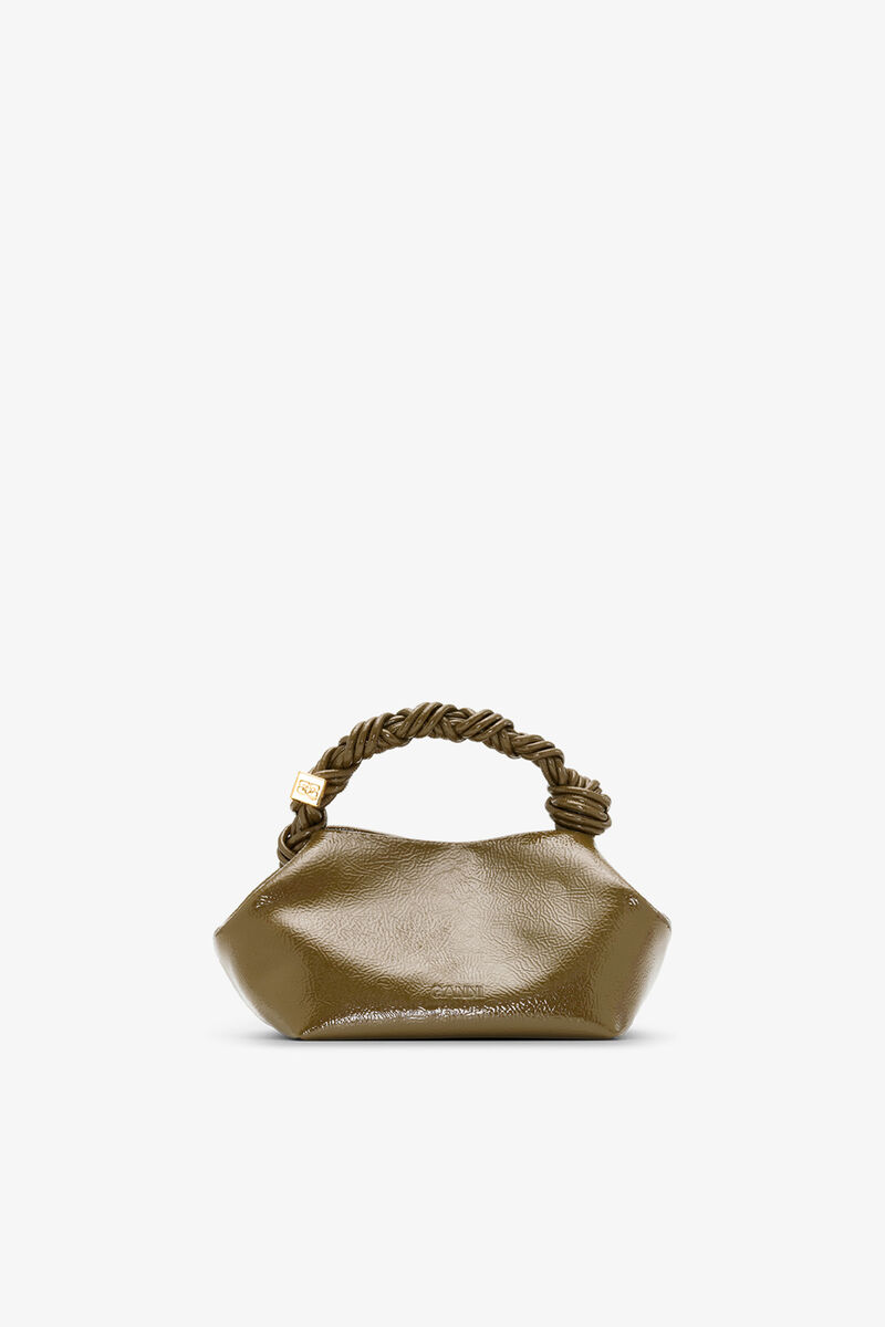Ganni Military Olive Green Patent Small Bou Bag
