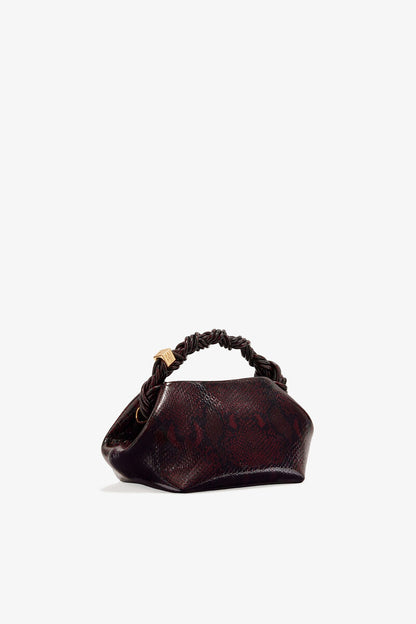 Ganni Dark Burgundy Snake Small Bou Bag