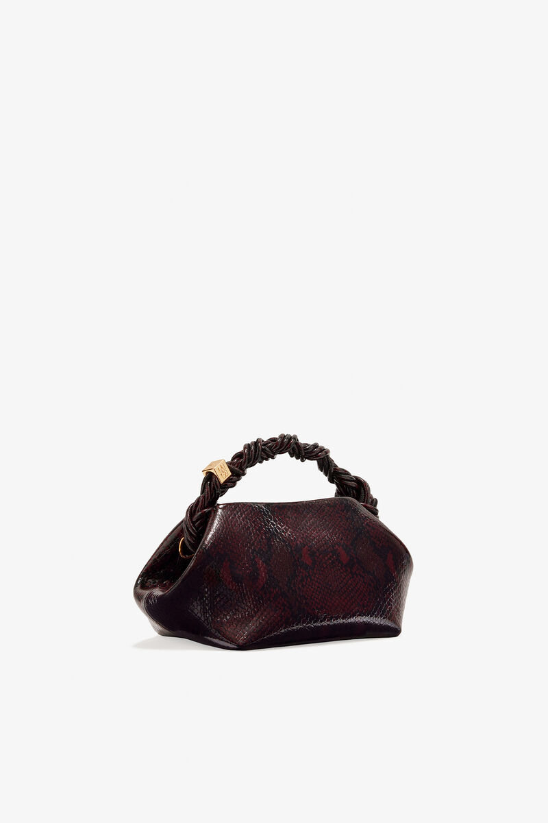 Ganni Dark Burgundy Snake Small Bou Bag