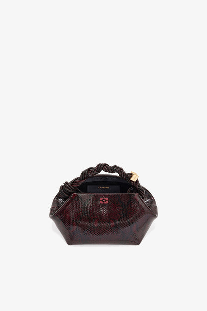 Ganni Dark Burgundy Snake Small Bou Bag
