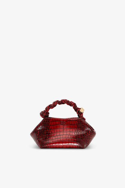 Ganni Burgundy Croco Small Bou Bag