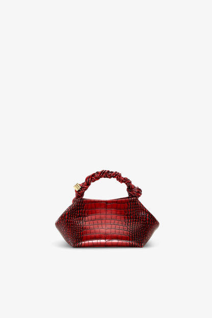 Ganni Burgundy Croco Small Bou Bag