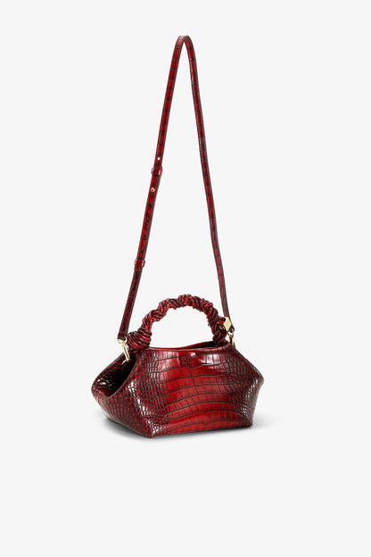 Ganni Burgundy Croco Small Bou Bag