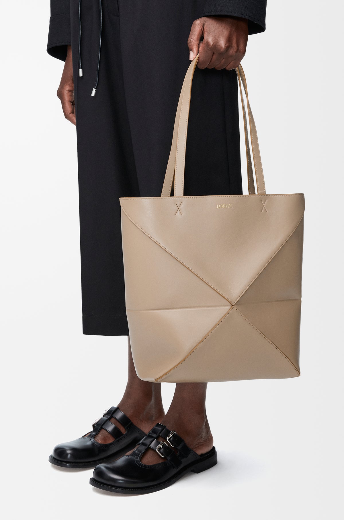 Loewe Medium Puzzle Fold tote in shiny calfskin