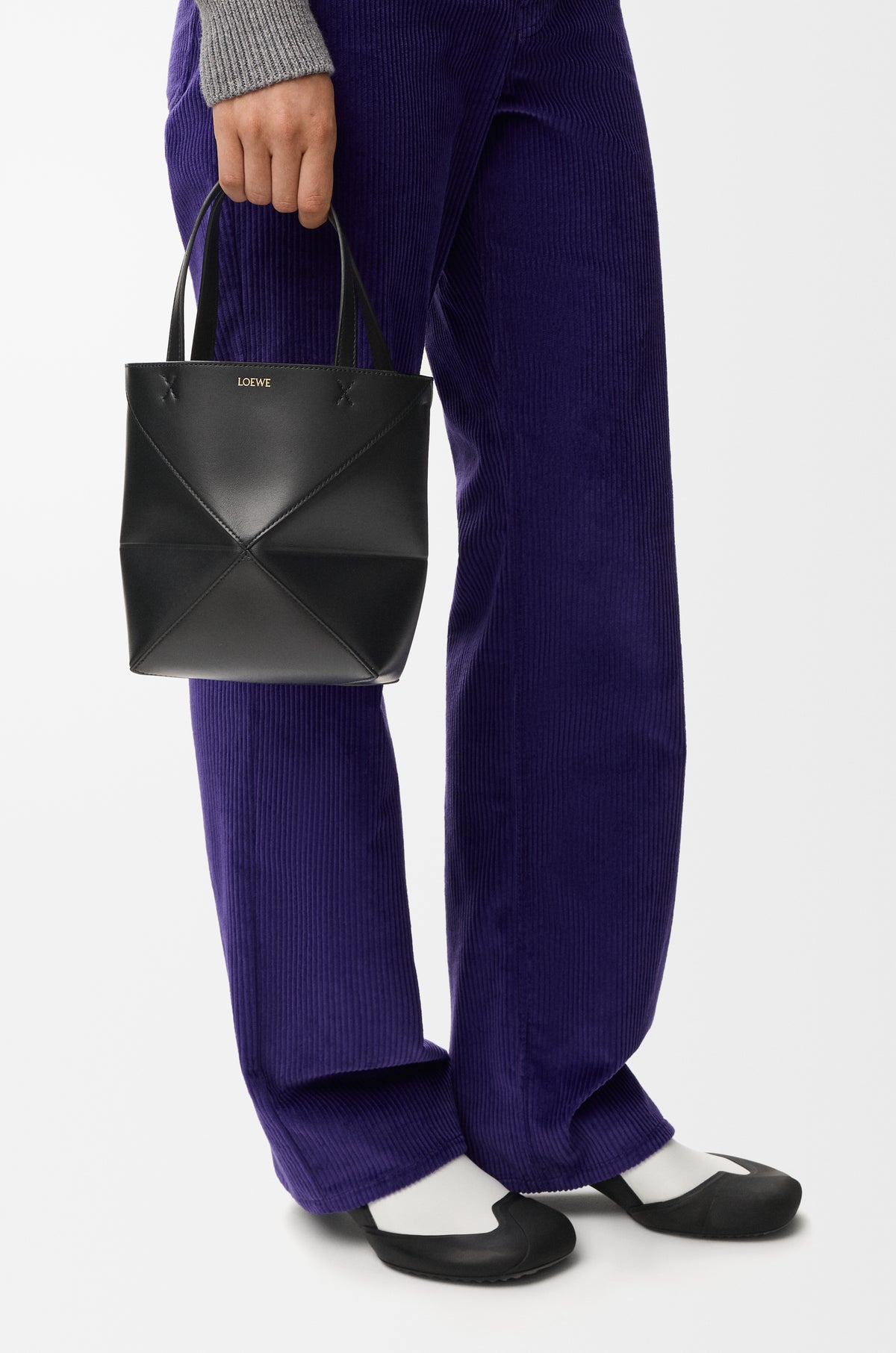 Loewe Mini Puzzle Fold tote in shiny calfskin
