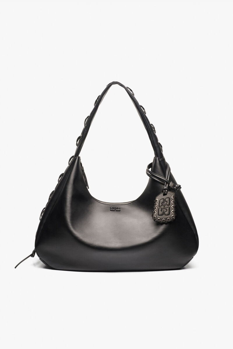 Ganni Black Xxl Hobo Bag
