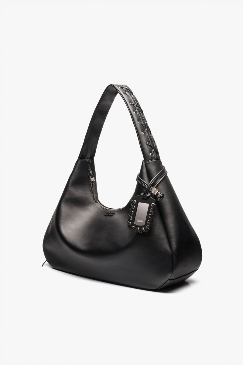 Ganni Black Xxl Hobo Bag