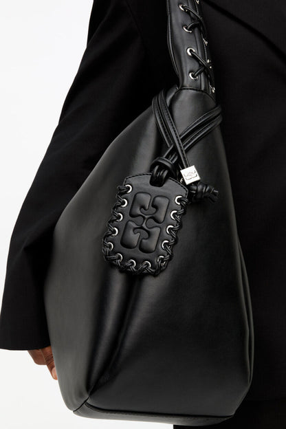 Ganni Black Xxl Hobo Bag