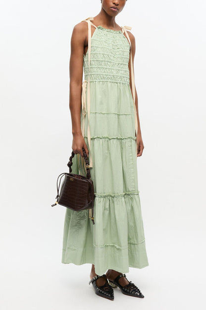 Ganni Chocolate Fondant Brown Croco Bou Bucket Bag