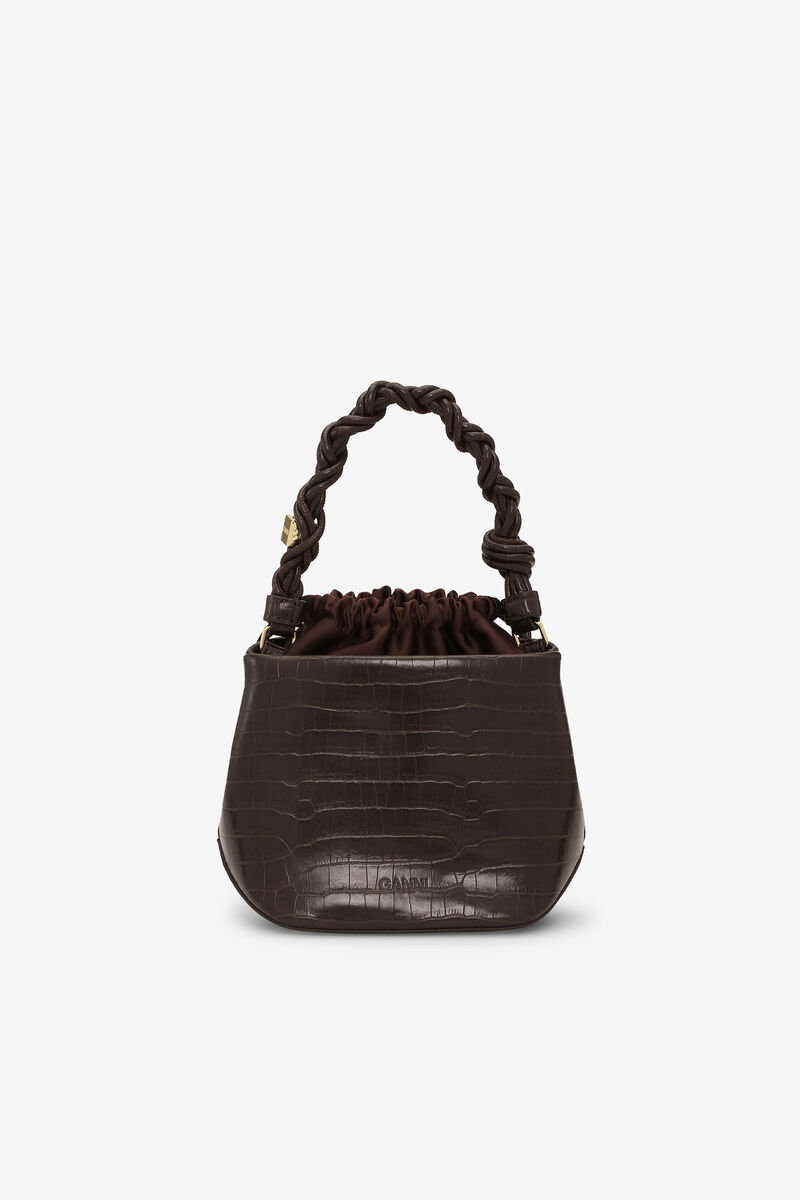 Ganni Chocolate Fondant Brown Croco Bou Bucket Bag