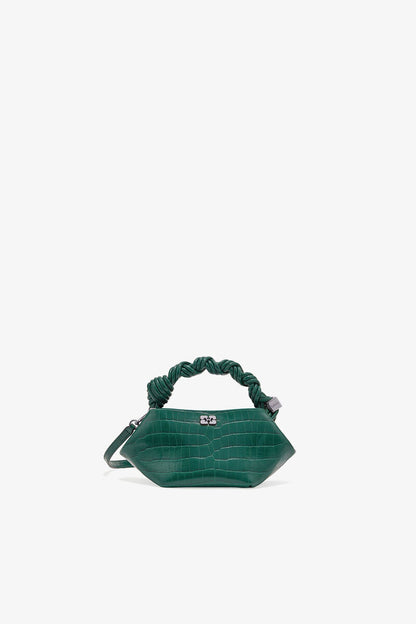 Ganni Pineneedle Green Croco Patent Mini Bou Bag