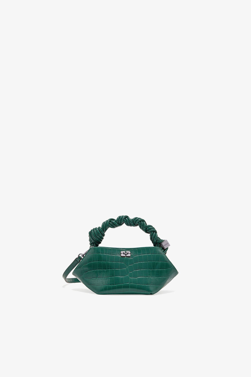 Ganni Pineneedle Green Croco Patent Mini Bou Bag